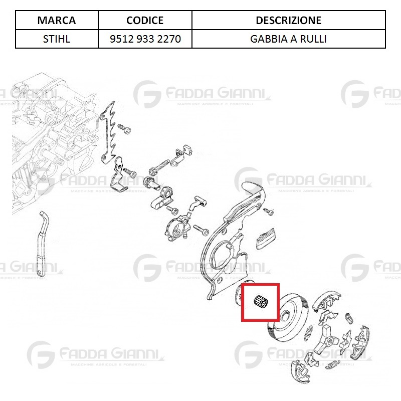 Ricambi Stihl: gabbia a rulli 9512 933 2270